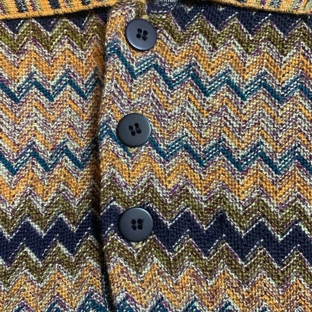 VTG Classic Black Missoni Sport Men’s Zigzag Polo Sweater Academia Luxury XL